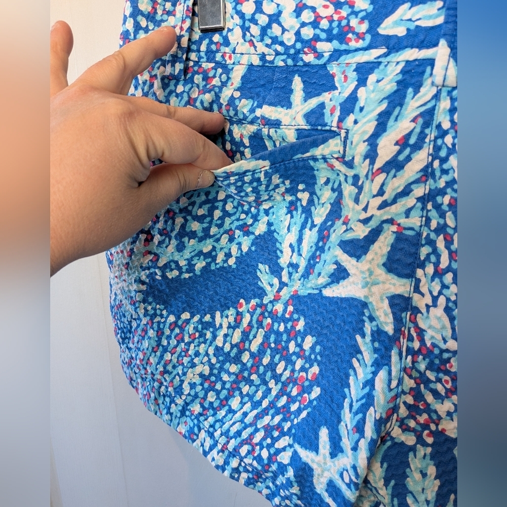 Lilly Pulitzer Callahan Short Brewster Blue Good Reef starfish Size 10 Blue - Picture 7 of 13